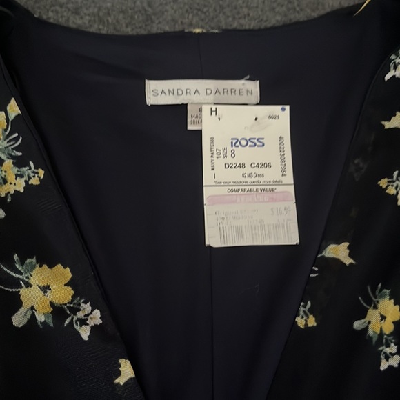 BRAND NEW Navy Blue and Yellow Flowers Semi-Formal Knee Length Dress - Picture 3 of 3